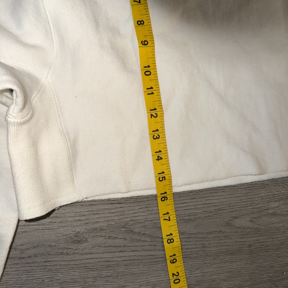 Champion Reverse Weave Cropped Crewneck Sweatshirt Womens XS Cream Spellout Logo - Picture 7 of 11